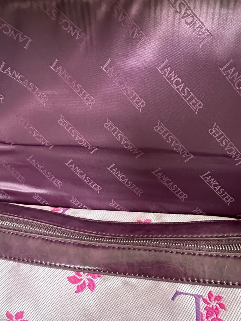 Lancaster NEW Pink Floral Satchel with Braided Handles